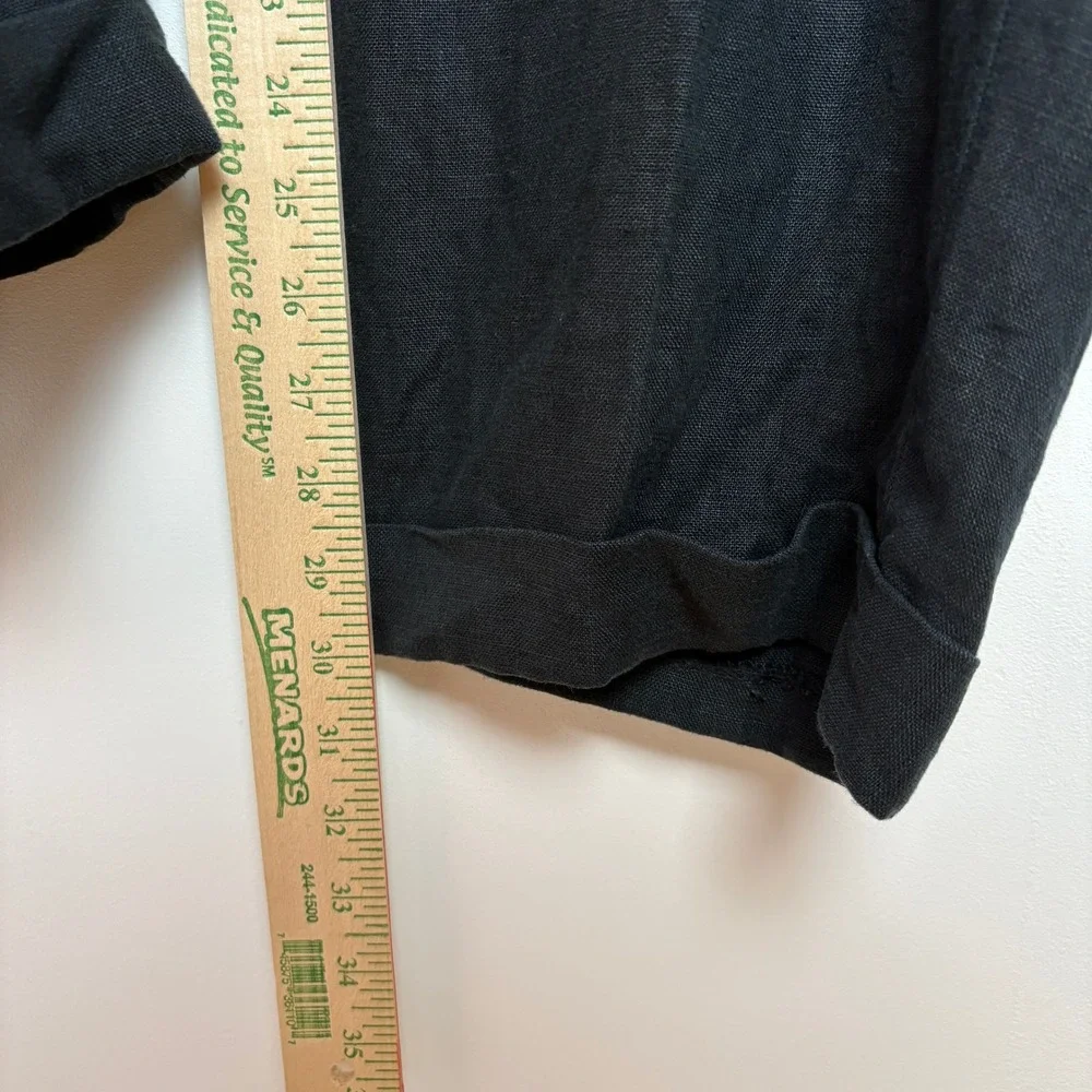 Polo Ralph Lauren Mens Linen Pants 36x32 Black Pleated Cuffed Trousers Vintage